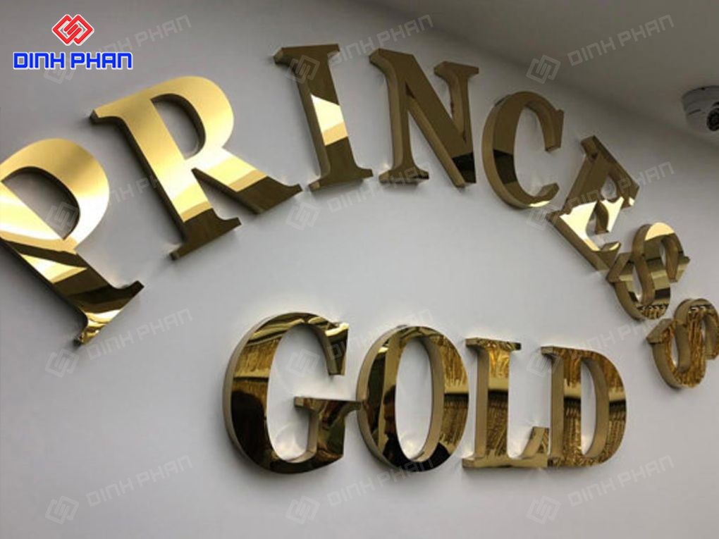 Gia công chữ inox vàng gương 