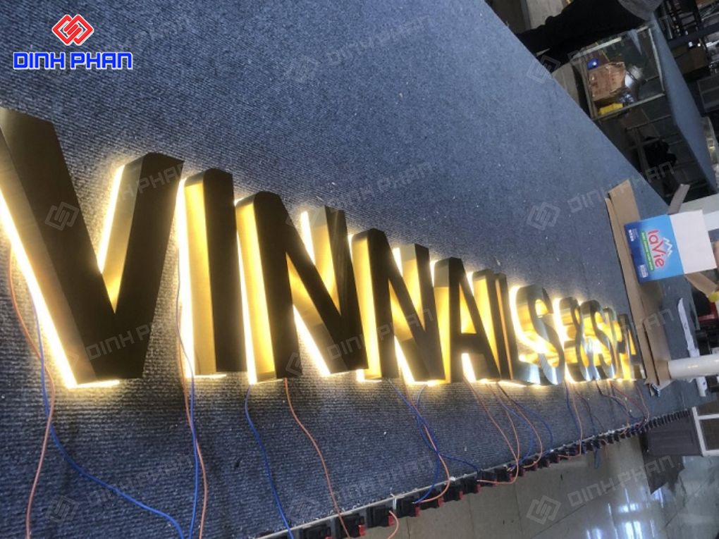 Gia công chữ inox vàng gương 