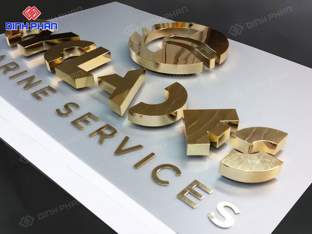 Gia công chữ inox vàng gương 