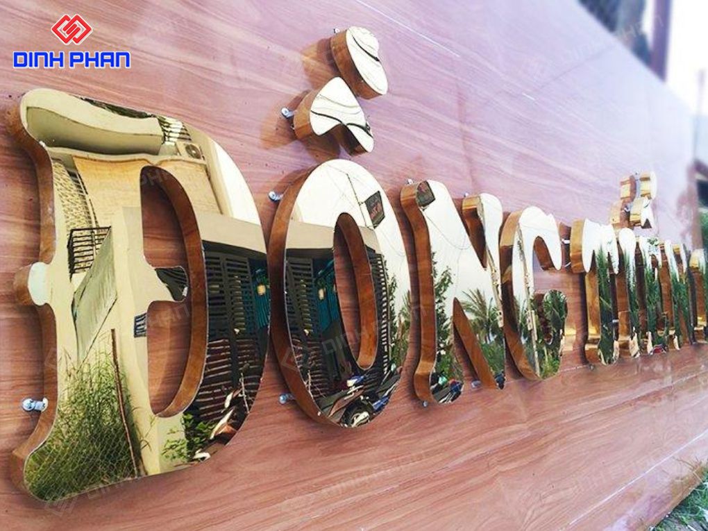 Gia công chữ inox vàng gương 