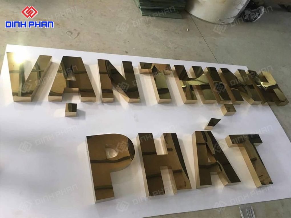 Gia công chữ inox vàng gương 