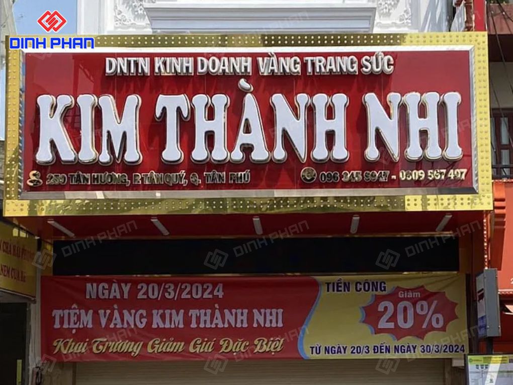 Làm bảng hiệu tiệm vàng trọn gói theo yêu cầu Làm bảng hiệu tiệm vàng
