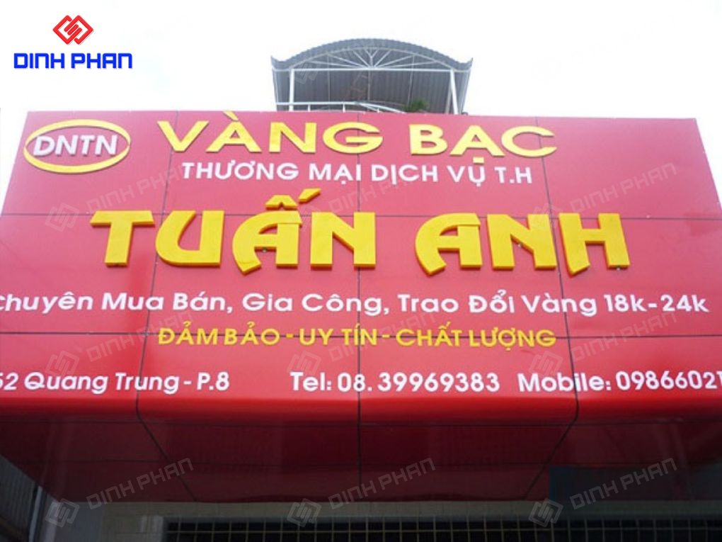 Làm bảng hiệu tiệm vàng trọn gói theo yêu cầu Làm bảng hiệu tiệm vàng