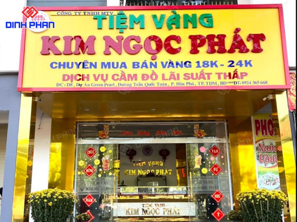 Làm bảng hiệu tiệm vàng trọn gói theo yêu cầu Làm bảng hiệu tiệm vàng
