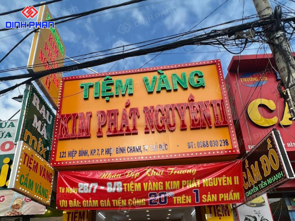 Làm bảng hiệu tiệm vàng trọn gói theo yêu cầu Làm bảng hiệu tiệm vàng
