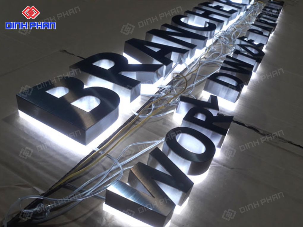 Chữ inox trắng mờ 