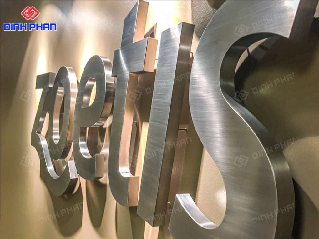 Chữ inox trắng mờ 